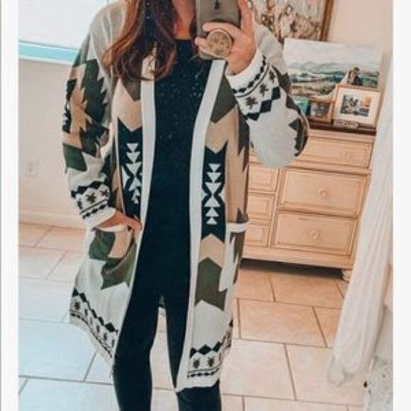 Vintage Tribal Knitted Western Cardigan Sweater Coat - Picture 5 of 8